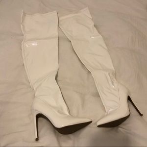 White Patent Leather Over Knee Thigh High Boots 6